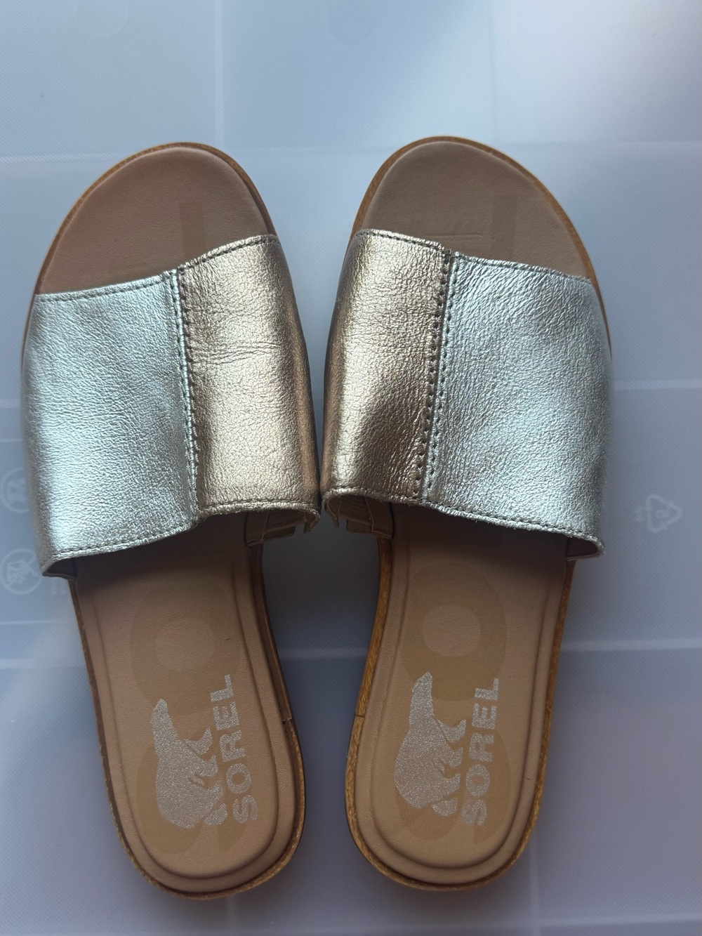 Sorel Women's Metallic Gold/Silver Slide Sandals